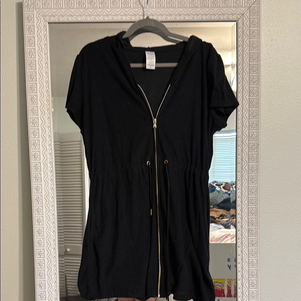 Time and Tru Charcoal Zip-Up Hoodie Dress